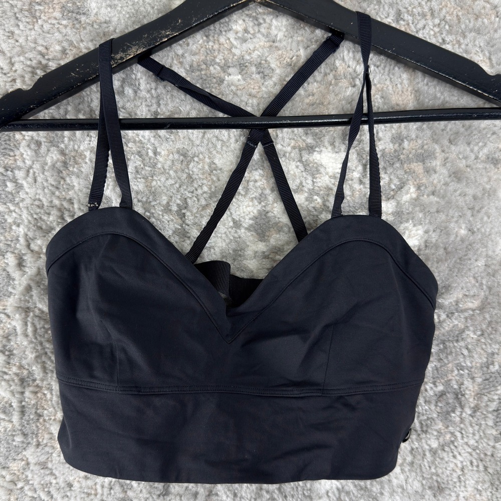 Lululemon Size S Strappy Back Padded Yoga Workout Sports Bra Top Black Women